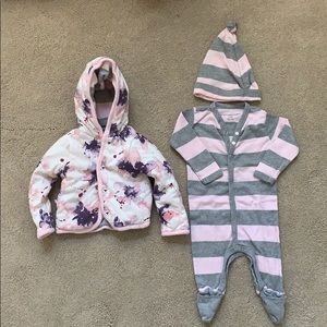 Burts Bees Reversible jacket with striped sleeper